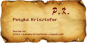 Petyka Krisztofer névjegykártya
